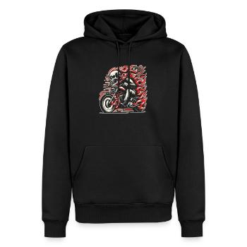 Motorrad Biker Motorbike Skull Motorcycle - Männer Premium Bio Hoodie - Schwarz - Vorne - Nico (187cm)