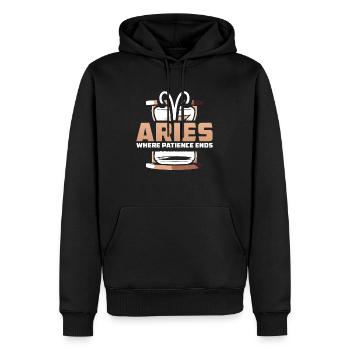 Signe du zodiaque Bélier - Sweat à capuche Premium bio Homme - noir - Devant - Nico (187cm)