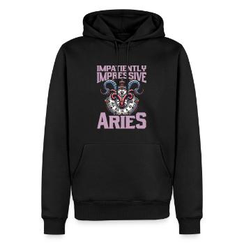 Widder Witzig Zeit Uhr - Männer Premium Bio Hoodie - Schwarz - Vorne - Nico (187cm)