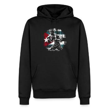Boxeur cubain drapeau fierté Cuba boxeur - Sweat à capuche Premium bio Homme - noir - Devant - Nico (187cm)