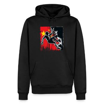 Chinan Climber – Distressed Boulderer Climbing - Men’s Premium Organic Hoodie - black - Front - Nico (187cm)