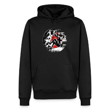 Japan Climber - Grimpeur de bloc femme - Sweat à capuche Premium bio Homme - noir - Devant - Nico (187cm)