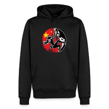 China Climber - Women's Boulderer Climbing - Men’s Premium Organic Hoodie - black - Front - Nico (187cm)