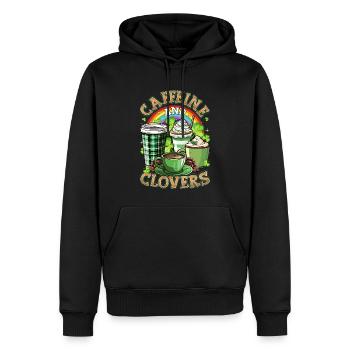 St. Patrick's Day Kaffee, Koffein und Klee - Männer Premium Bio Hoodie - Schwarz - Vorne - Nico (187cm)