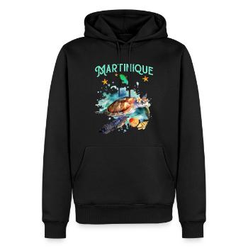 Martinique Tortue Plages Coquillage Antilles - Sweat à capuche Premium bio Homme - noir - Devant - Nico (187cm)