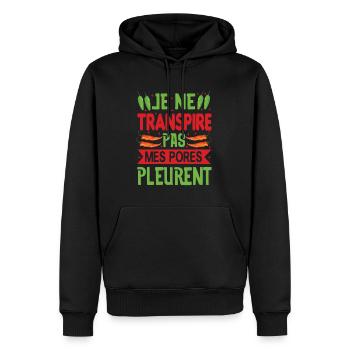 I Don't Sweat My Pores Cry - Chili Cook - Men’s Premium Organic Hoodie - black - Front - Nico (187cm)