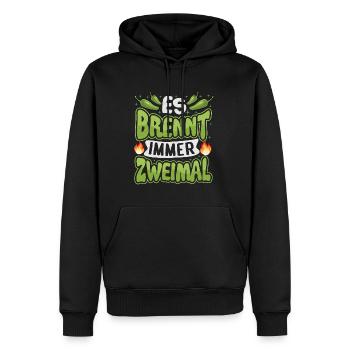 Es brennt immer Zweimal - Chili Koch Scharfe Sauce - Männer Premium Bio Hoodie - Schwarz - Vorne - Nico (187cm)