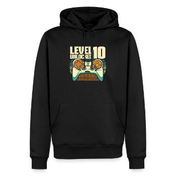 Gamer Gaming Niveau 10 Débloqué - Sweat à capuche Premium bio Homme - noir - Devant - Nico (187cm)