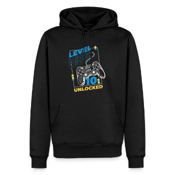 Gamer Gaming Level 10 Unlocked - Männer Premium Bio Hoodie - Schwarz - Vorne - Nico (187cm)