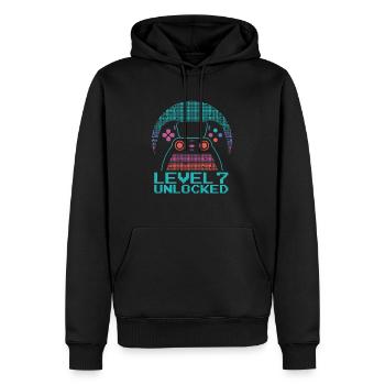 Gamer Gaming Level 7 Unlocked - Männer Premium Bio Hoodie - Schwarz - Vorne - Nico (187cm)