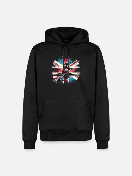 Rameur avec drapeau britannique - Sweat à capuche Premium bio Homme - noir