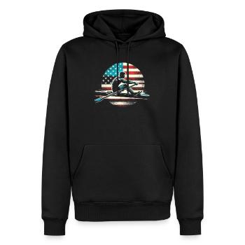 Männlicher Sculling-Patriot, der die Flagge der Ve - Männer Premium Bio Hoodie - Schwarz - Vorne - Nico (187cm)