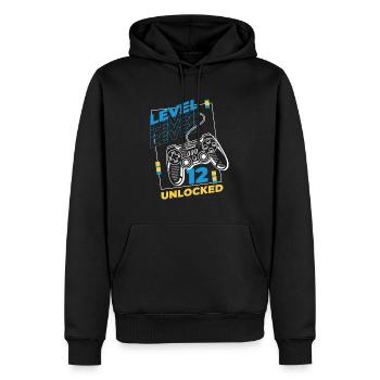 Gamer Gaming Niveau 12 Débloqué - Sweat à capuche Premium bio Homme - noir - Devant - Nico (187cm)
