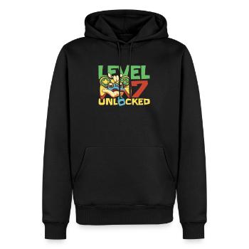 Gamer Gaming Level 7 Unlocked - Männer Premium Bio Hoodie - Schwarz - Vorne - Nico (187cm)
