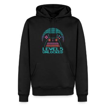 Gamer Gaming Level 5 Unlocked - Männer Premium Bio Hoodie - Schwarz - Vorne - Nico (187cm)