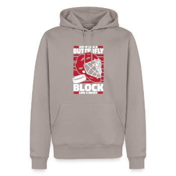 Eishockey Torwart - Männer Premium Bio Hoodie - Taupe - Vorne - Nico (187cm)