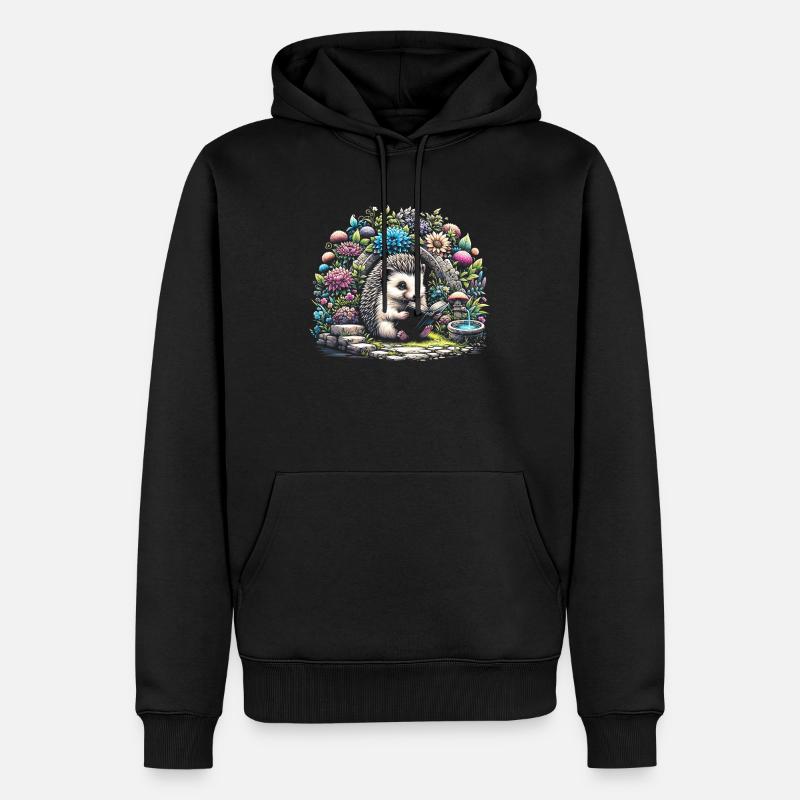Igel-lesebuch – Vollmond-seelandschaft - Männer Premium Bio Hoodie - Schwarz