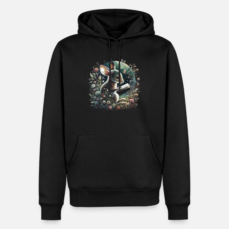 Maus-lesebuch – Vollmond-seelandschaft - Männer Premium Bio Hoodie - Schwarz