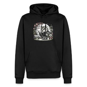 Livre de lecture de hibou – lecteur de paysage de pleine lune - Sweat à capuche Premium bio Homme - noir - Devant - Nico (187cm)