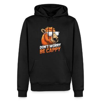 Capybara Wasserschwein Dont Worry Be Cappy - Männer Premium Bio Hoodie - Schwarz - Vorne - Nico (187cm)