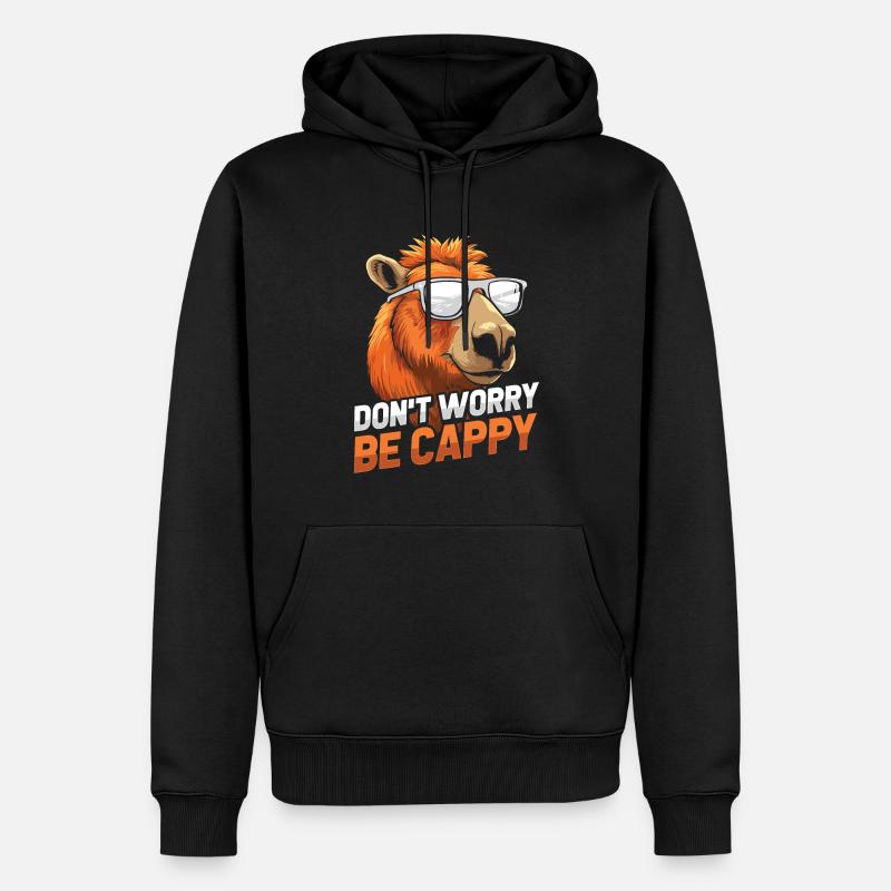 Capybara Capybara Ne vous inquiétez pas, soyez cappécien - Sweat à capuche Premium bio Homme - noir