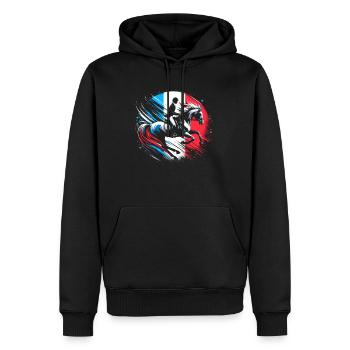 Entraîneur de compétition équestre en France - Sweat à capuche Premium bio Homme - noir - Devant - Nico (187cm)