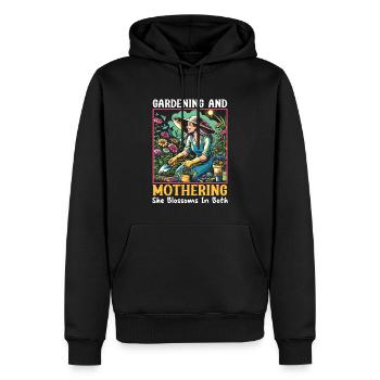 Fête des mères, amoureux des plantes, maman, maternité - Sweat à capuche Premium bio Homme - noir - Devant - Nico (187cm)