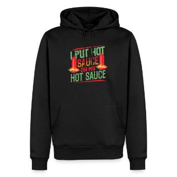 Scharfes Essen-Pfeffer-Liebhaber-Outfit für scharf - Männer Premium Bio Hoodie - Schwarz - Vorne - Nico (187cm)