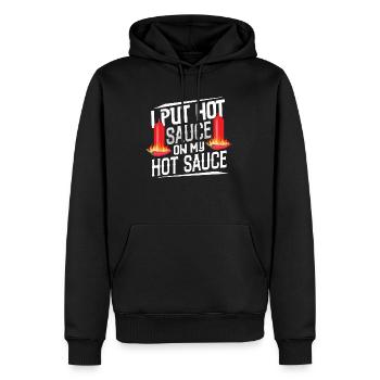 Scharfes Essen-Pfeffer-Liebhaber-Outfit für scharf - Männer Premium Bio Hoodie - Schwarz - Vorne - Nico (187cm)