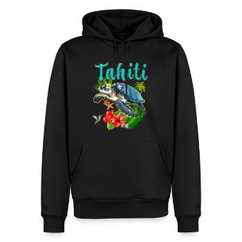 Tahiti Französisch-Polynesien Schildkrötenblumen - Männer Premium Bio Hoodie - Schwarz - Vorne - Nico (187cm)