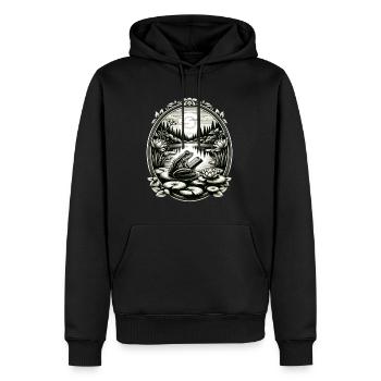 Frog Wilderness Book Reading Full Moon Lake - Men’s Premium Organic Hoodie - black - Front - Nico (187cm)
