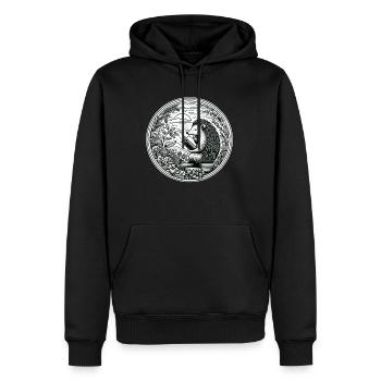 Hedgehog wilderness book reading illustration - Men’s Premium Organic Hoodie - black - Front - Nico (187cm)