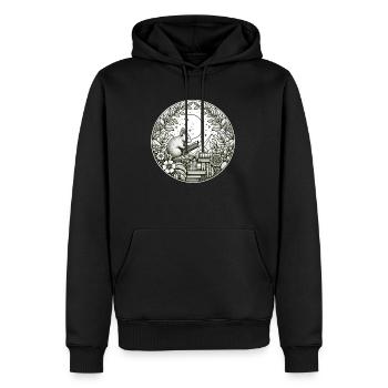 Illustration de lecture de livre sauvage de souris - Sweat à capuche Premium bio Homme - noir - Devant - Nico (187cm)