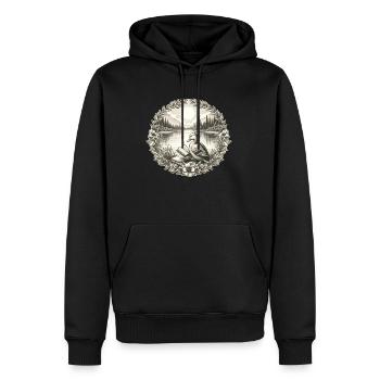 Duck Wilderness Book Reading Full Moon Lake - Men’s Premium Organic Hoodie - black - Front - Nico (187cm)