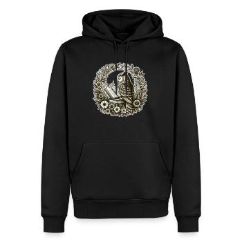Hibou désert livre lecture Illustration Floral - Sweat à capuche Premium bio Homme - noir - Devant - Nico (187cm)