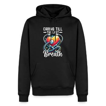 Infirmière en soins palliatifs, formée - Sweat à capuche Premium bio Homme - noir - Devant - Nico (187cm)