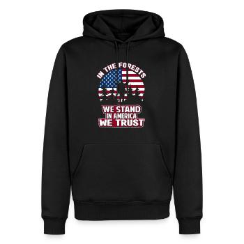 Usa Lumberjack Woodworker Forester Apparel - Männer Premium Bio Hoodie - Schwarz - Vorne - Nico (187cm)