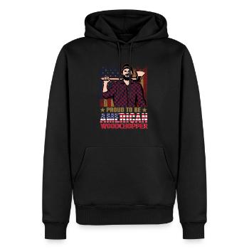 Proud American Woodchopper Woodcutter Apparel - Männer Premium Bio Hoodie - Schwarz - Vorne - Nico (187cm)