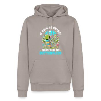 Chenille de papillon ver mignon - Sweat à capuche Premium bio Homme - taupe - Devant - Nico (187cm)