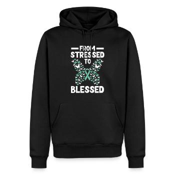 Trouble de stress, santé mentale, - Sweat à capuche Premium bio Homme - noir - Devant - Nico (187cm)
