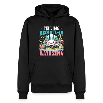 Kawaii Axolotl Walking Fish Mexican - Men’s Premium Organic Hoodie - black - Front - Nico (187cm)