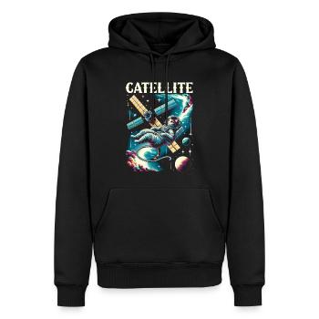 Chat cosmonaute astronaute - Sweat à capuche Premium bio Homme - noir - Devant - Nico (187cm)