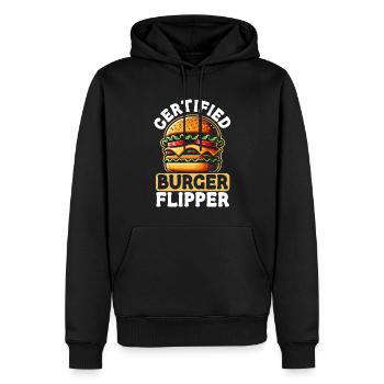 Hamburger-fast-food-burger-liebhaber-feinschmecker - Männer Premium Bio Hoodie - Schwarz - Vorne - Nico (187cm)
