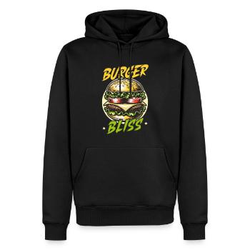Hamburger-fast-food-burger-liebhaber-feinschmecker - Männer Premium Bio Hoodie - Schwarz - Vorne - Nico (187cm)