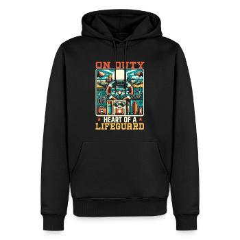 Job Als Rettungsschwimmer Im Schwimmbad, - Männer Premium Bio Hoodie - Schwarz - Vorne - Nico (187cm)