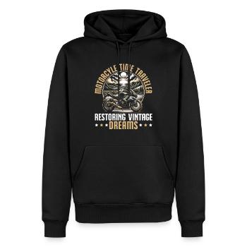 Lustiger Motorradliebhaber, Der Motorrad Fährt. - Männer Premium Bio Hoodie - Schwarz - Vorne - Nico (187cm)