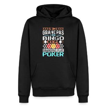 Grand-père Jeux de cartes Joueurs de poker Tenue de casino - Sweat à capuche Premium bio Homme - noir - Devant - Nico (187cm)