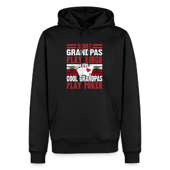 Grand-père Jeux de cartes Joueurs de poker Tenue de casino - Sweat à capuche Premium bio Homme - noir - Devant - Nico (187cm)