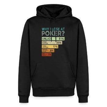 Tenue de carte de casino de jeu professionnelle - Sweat à capuche Premium bio Homme - noir - Devant - Nico (187cm)