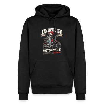 Motorrad Biker Motorbike - Männer Premium Bio Hoodie - Schwarz - Vorne - Nico (187cm)